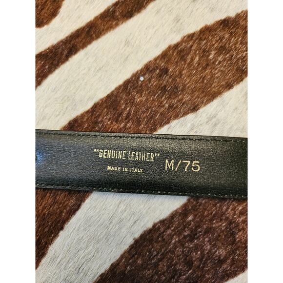 Vintage PALOMA PICASSO Black Leather Belt X Gold 1.5" Sz M/75 Made in Italy - Picture 6 of 10